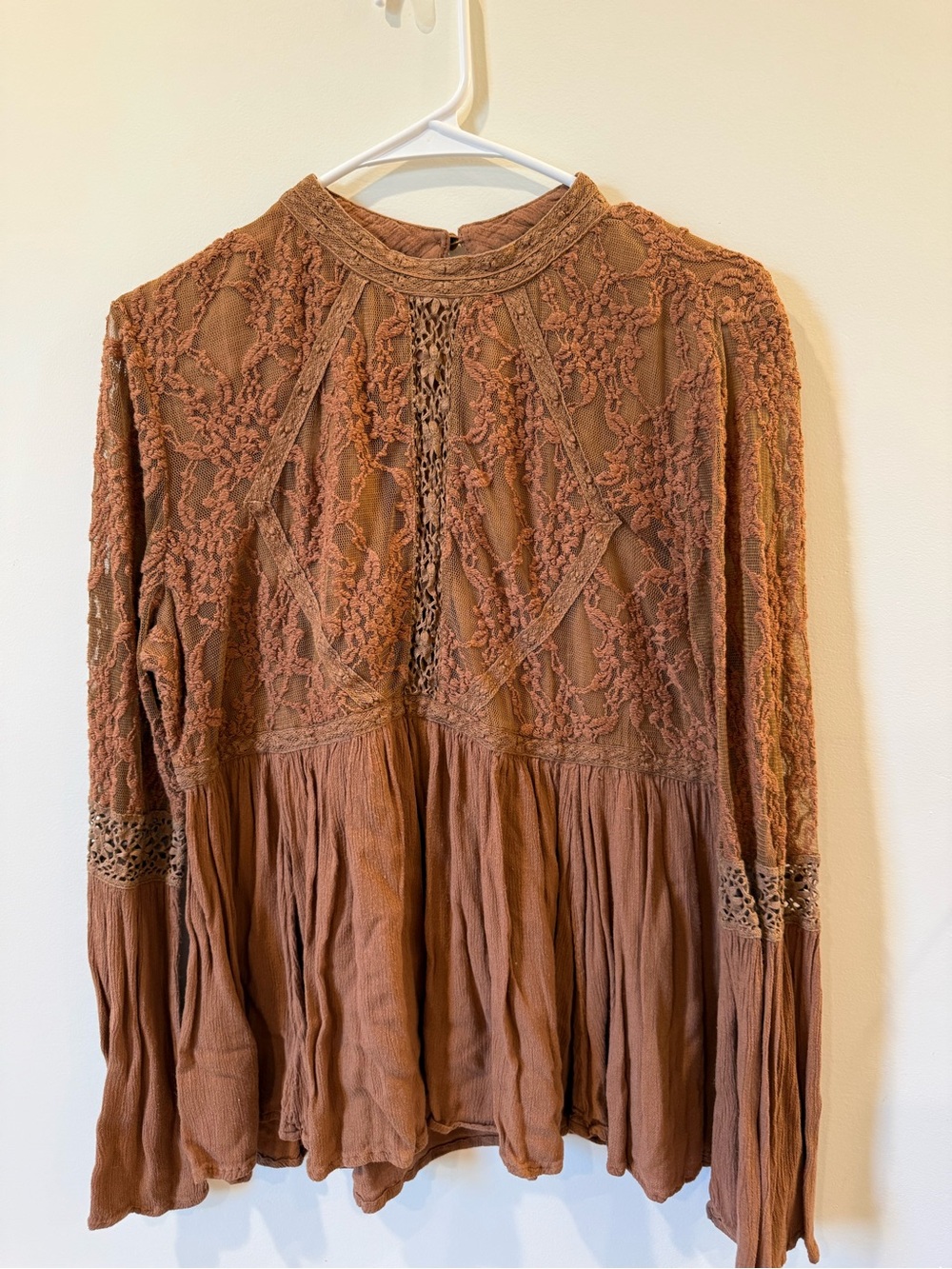 American Eagle Outfitters Rust Brown Crochet Blouse
